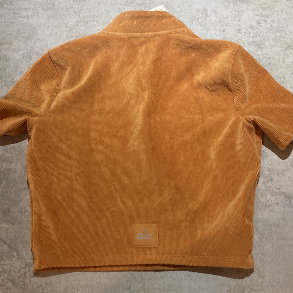 Alo Women's Tan Cropped Zip-Up Top xs - Picture 4 of 5